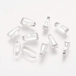 Honeyhandy Brass Snap on Bails, Lead Free, Silver Color Plated, 11x4mm