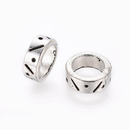 Honeyhandy Tibetan Style Alloy European Large Hole Beads, Donut, Cadmium Free & Lead Free, Antique Silver, 8x3mm, Hole: 6mm