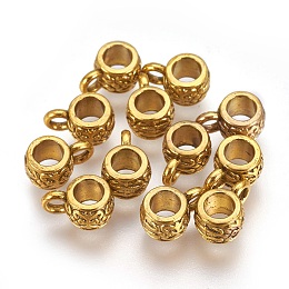 Honeyhandy Tibetan Style Hangers, Bail Beads, Lead Free, Antique Golden, 11x6x7mm, Hole: 3mm, Inner Diameter: 4mm
