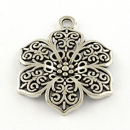 Tibetan Antique Silver Flower Charm Pendant