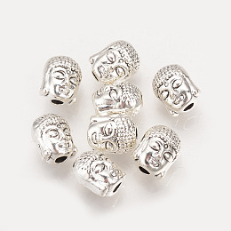 Honeyhandy Tibetan Style Alloy Beads, Buddha, Cadmium Free & Lead Free, Antique Silver, 9x7x7mm, Hole: 2mm