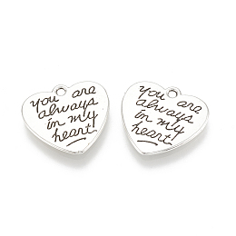 Honeyhandy Tibetan Style Alloy Pendants, Heart with Word, Cadmium Free & Lead Free, Antique Silver, 20x21x2mm, Hole: 1.8mm