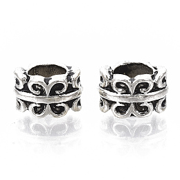 Honeyhandy Tibetan Style Alloy Beads, Large Hole Beads, Cadmium Free & Lead Free, Column, Antique Silver, 9x8x5.5mm, Hole: 5mm