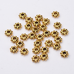 Honeyhandy Tibetan Style Alloy Flower Spacer Beads, Cadmium Free & Lead Free, Antique Golden, 5.5x2mm, Hole: 1.8mm