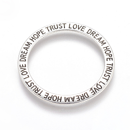 Honeyhandy Antique Silver Tibetan Style Linking Rings, Lead Free, Ring with Word Hope Dream, 35x2mm