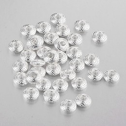 Honeyhandy Tibetan Style Alloy Spacer Beads, Lead Free & Cadmium Free, Flat Round, Silver Color Plated, 8x3mm, Hole: 2.5mm