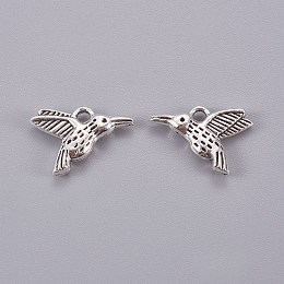 Honeyhandy Tibetan Style Alloy Hummingbird Charms Pendants, Cadmium Free & Lead Free, Antique Silver, 12x17x3mm, Hole: 2mm