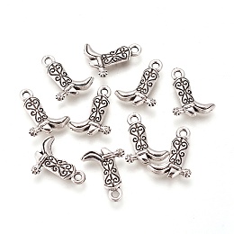 Honeyhandy Tibetan Style Alloy Cowboy Boot Charms, Cadmium Free & Lead Free, Antique Silver, 16.5x13x3mm, Hole: 2mm
