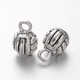 Honeyhandy Sports Theme Tibetan Style Alloy Volleyball  Charms, Cadmium Free & Lead Free, Antique Silver, 15x9x2mm, Hole: 4mm