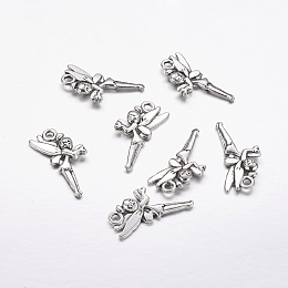 Honeyhandy Tibetan Style Alloy Pendants, Halloween, Fairy, Cadmium Free & Lead Free, Antique Silver, 25x11x3mm, Hole: 2.5mm