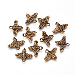 Honeyhandy Tibetan Style Alloy Pendants, Lead Free and Cadmium Free, Bees, Antique Bronze Color, 14x16x2mm, Hole: 2mm