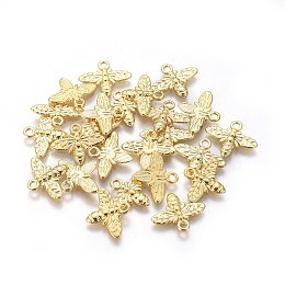 Honeyhandy Tibetan Style Alloy Pendants, Lead Free and Cadmium Free, Bees, Golden Color, 14x16x2mm, Hole: 2mm