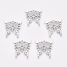 Honeyhandy Tibetan Style Alloy Pendants, Lead Free and Cadmium Free, Antique Silver, Butterfly, 25x26x2mm, Hole: 2mm