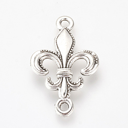 Honeyhandy Tibetan Style Alloy Links connectors, Fleur De Lis, Cadmium Free & Lead Free, Antique Silver, 32x20x4.5mm, Hole: 2.5mm