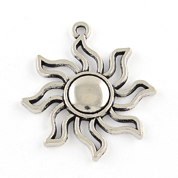 Honeyhandy Tibetan Style Alloy Solar Eclipse Pendants, Cadmium Free & Lead Free, Sun, Antique Silver, 34x31x3mm, Hole: 2mm