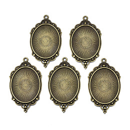 Honeyhandy Tibetan Style Alloy Pendant Cabochon Settings, Cadmium Free & Lead Free, Oval, Antique Bronze, Tray: 40x30mm, 65x37x2.5mm, Hole: 2.5mm