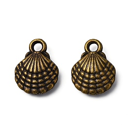 Honeyhandy Tibetan Style Alloy Charms, Cadmium Free & Lead Free, Shell, Antique Bronze, 13x10x3.5mm, Hole: 2mm