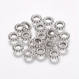 Honeyhandy Tibetan Style Beads, Cadmium Free & Lead Free, Donut, Antique Silver, 8x2mm, Hole: 3mm, about 58pcs/20g