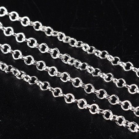Honeyhandy Iron Rolo Chains, Belcher Chain, with Spool, Unwelded, Lead Free, Silver, 2x1mm, about 328.08 Feet(100m)/roll