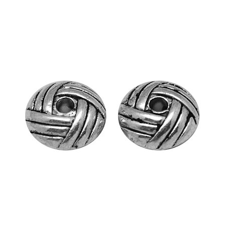 NBEADS Zinc Alloy Spacer Beads about 1000pcs/bag Flat Round Lead Free Antique Silver, 6x3.2mm
