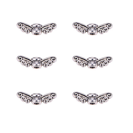 Tibetan Style Alloy Beads, Fairy Wing, Lead Free, Antique Silver, 4x14x4mm, Hole: 2mm; 200pcs/box