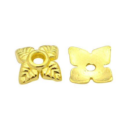 NBEADS 1000pcs Tibetan Style Bead Caps, Cadmium Free & Lead Free, Flower, Golden, 6x6x2mm, Hole: 1mm