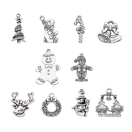 ARRICRAFT Mixed Antique Silver Christmas Theme Alloy Pendant Sets for Jewelry Making