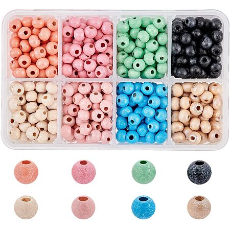 NBEADS 720 Pcs Wood Beads, Spary Painted Wooden Spacer Beads Wood Large Hole Beads for DIY Jewelry Making Craft