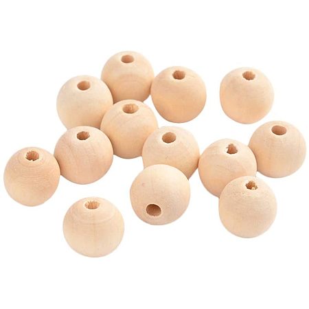 Arricraft 1140pcs 14mm Natural Round Wooden Beads Wooden Loose Beads Wooden Spacer Beads for Crafts DIY and Jewelry Making - Lead Free