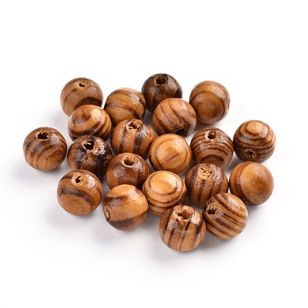Honeyhandy Round Natural Wood Beads, Dyed, Lead Free, BurlyWood, 10x9mm, Hole: 2~3.5mm, about 1410pcs~1525pcs/500g