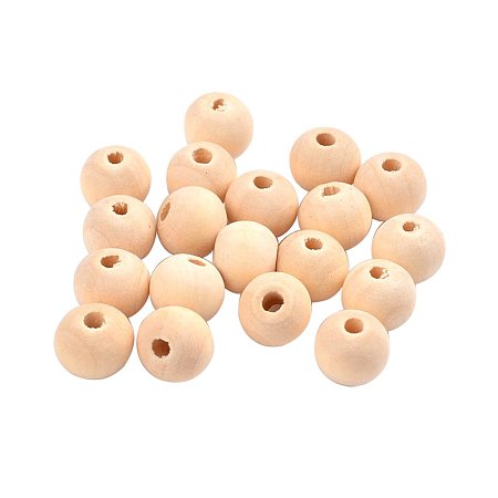 NBEADS 500g Wood Beads, Lead Free, Flat Round, 10mm, Hole: 2mm