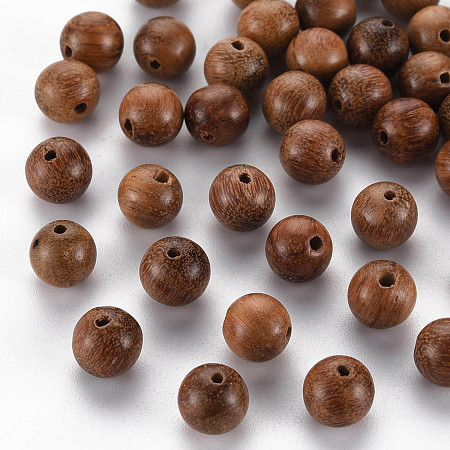 Honeyhandy Natural Wood Beads, Lead Free, Round, Saddle Brown, 8mm, Hole: 1.5mm, about 1900pcs/500g