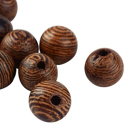 NBEADS 500g Wood Beads, Lead Free, Round, Dyed, CoconutBrown, 8mm, Hole: 2mm; about 2170pcs/500g