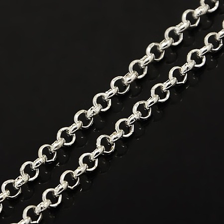 Honeyhandy Iron Rolo Chains, Belcher Chain, Unwelded, Lead Free, Silver Color Plated, Size: Chain: about 2.5mm in diameter, 1mm thick