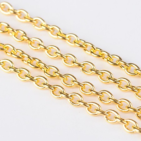 ARRICRAFT Iron Cable Chains, Unwelded, with Spool, Oval, Lead Free, Golden Color, 3x2x0.5mm, about 32.8 Feet(10m)/roll