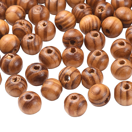 ARRICRAFT Undyed Natural Wood Beads, Round, Burlywood, Lead Free, 10mm, Hole: 3mm
