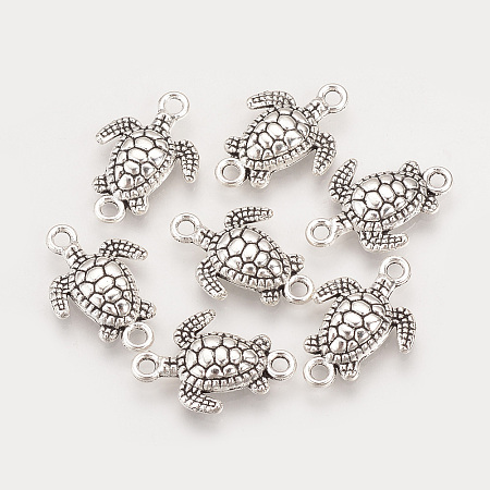 Honeyhandy Tibetan Style Alloy Links connectors, Sea Turtle, Cadmium Free & Lead Free, Antique Silver, 21x14.5x4mm, Hole: 2mm