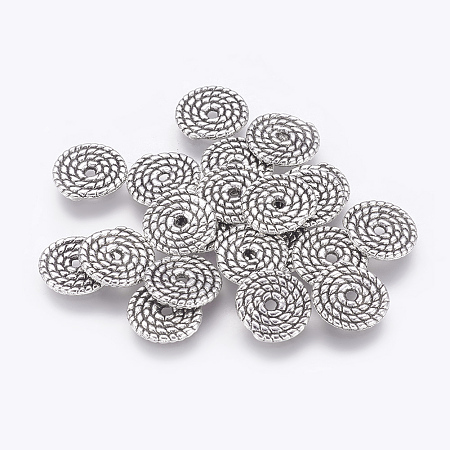 Honeyhandy Tibetan Style Spacer Beads, Lead Free & Cadmium Free, Disc, Antique Silver, 10x1.2mm, Hole: 2mm