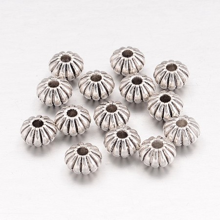 ARRICRAFT Tibetan Style Spacer Beads, Lead Free & Cadmium Free, Lantern, Antique Silver Color, Size: about 8mm in diameter, 5mm thick, hole: 2mm
