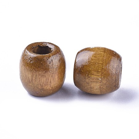 Honeyhandy Dyed Natural Wood Beads, Barrel, Lead Free, Coconut Brown, 16x16~17mm, Hole: 8mm