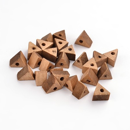 Honeyhandy Undyed Natural Wood Beads, Triangle, Lead Free, Camel, 9x9x6mm, Hole: 2.5mm