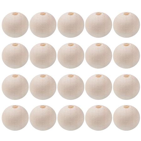 ARRICRAFT 50 Pcs 20mm (4/5 Inch) Natural Unfinished Wood Spacer Beads Round Ball Wooden Loose Beads for Crafts DIY Jewelry Making