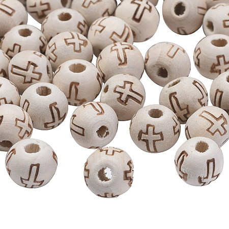 Honeyhandy Unfinished Wood Beads, Natural Wooden Loose Beads Spacer Beads, Lead Free, Round, Beige, 10x8mm, Hole: 2mm