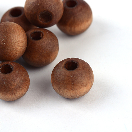 Honeyhandy Natural Wood Beads, Dyed, Lead Free, Round, Matte Style, Saddle Brown, 8x7mm, Hole: 2~2.5mm