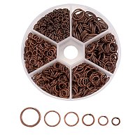 Honeyhandy 1 Box of Iron Jump Rings, Open Jump Rings, Nickel Free, Red Copper, 18~21 Gauge, 4~10x0.7~1mm, Inner Diameter: 2.6~8mm, about 1600pcs/box