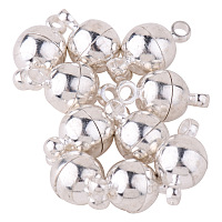 PandaHall Elite Silver 11.5x6mm Round Brass Magic Magnetic Clasps for Jewelry Making Nickel Free