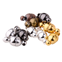 PandaHall Elite Mixed Color 11x5mm Oval Brass Magic Magnetic Clasps for Jewelry Making, 10 Sets/bag