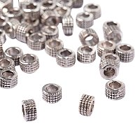 NBEADS 2500 Pcs Tibetan Silver Spacer Beads, Lead Free & Nickel Free & Cadmium Free, Column, Antique Silver, about 5mm in diameter, 3mm long, hole: 3mm