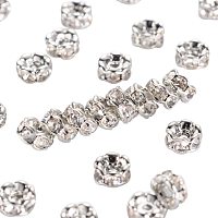 Arricraft 200pcs 4mm Crystal Czech Rhinestone Wavy Spacer Beads Platinum Plated Brass Rondelle Spacer Beads for Jewelry Making