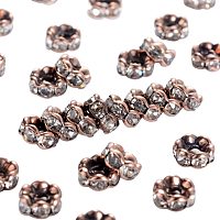 Arricraft 200pcs 6mm Crystal Czech Rhinestone Wavy Spacer Beads Red Copper Plated Brass Rondelle Spacer Beads for Jewelry Making
